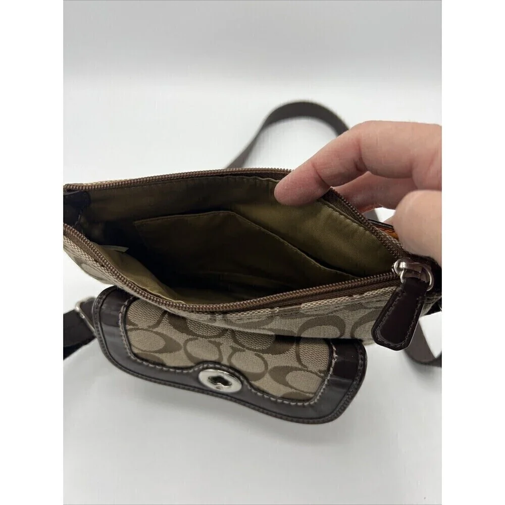 COACH Signature C Jacquard PARK Swingpack Crossbody  F49148 Khaki Mahogany